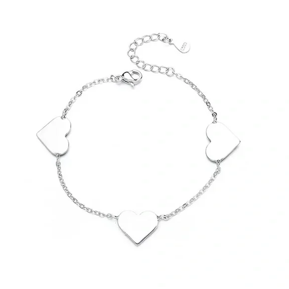 NEW HEART 925 STERLING SILVER CHAIN BRACELET, NICE BRACELET, CUTE BRACELET - Picture 6 of 6